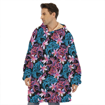 Paisley And Floral Pattern Print Hoodie Blanket