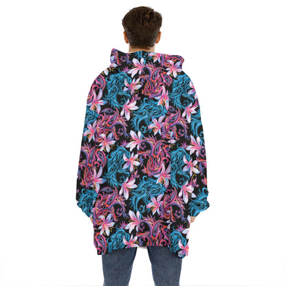 Paisley And Floral Pattern Print Hoodie Blanket