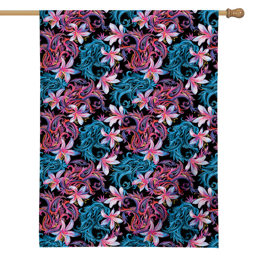 Paisley And Floral Pattern Print House Flag