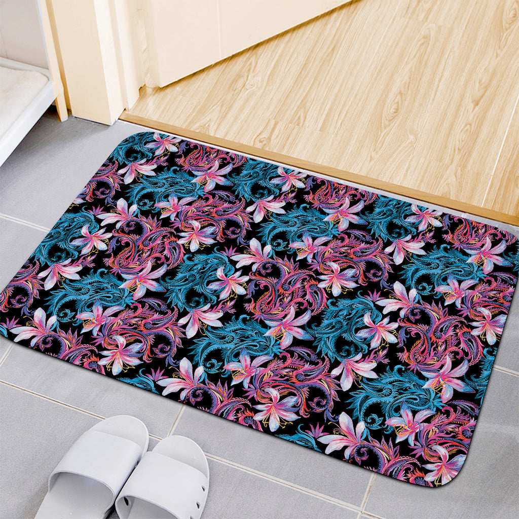 Paisley And Floral Pattern Print Indoor Door Mat