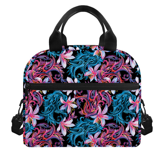 Paisley And Floral Pattern Print Insulated Lunch Bag