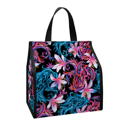 Paisley And Floral Pattern Print Insulated Lunch Tote