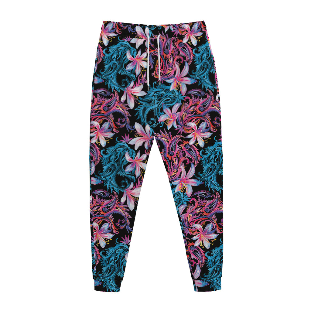 Paisley And Floral Pattern Print Jogger Pants
