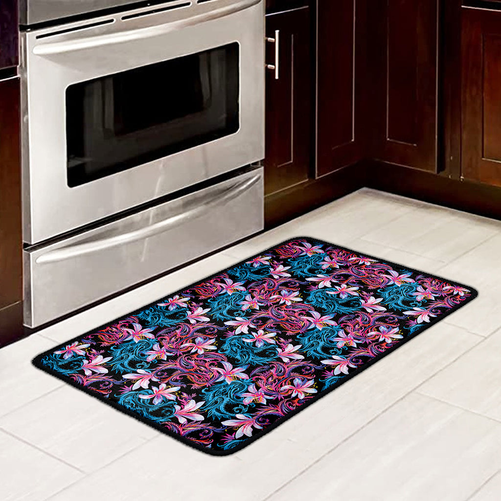Paisley And Floral Pattern Print Kitchen Mat