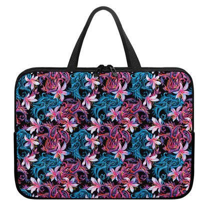 Paisley And Floral Pattern Print Laptop Sleeve With Handle
