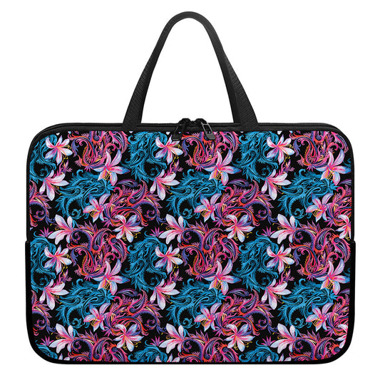 Paisley And Floral Pattern Print Laptop Sleeve With Handle