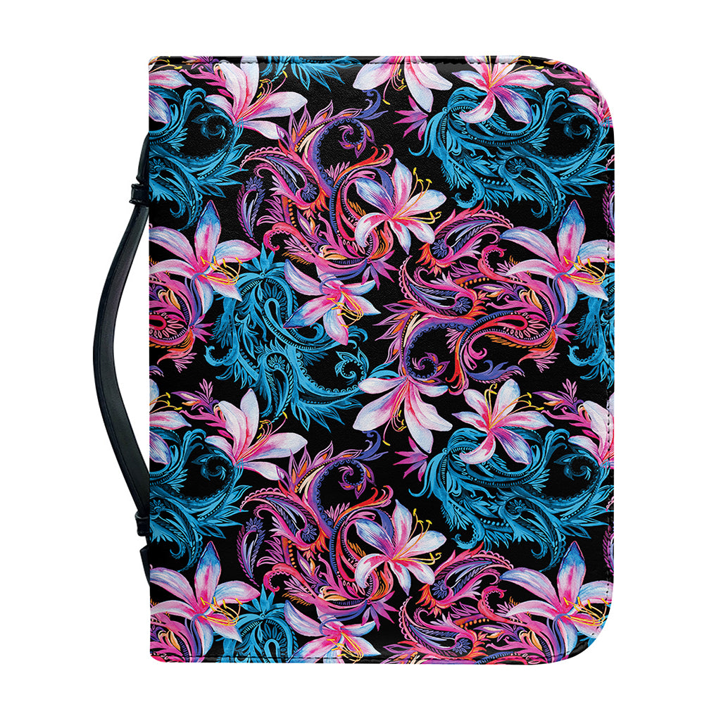 Paisley And Floral Pattern Print Leather Bible Cover