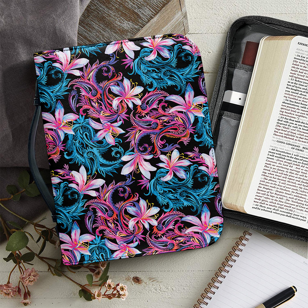 Paisley And Floral Pattern Print Leather Bible Cover – GearFrost