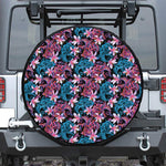 Paisley And Floral Pattern Print Leather Spare Tire Cover