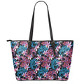 Paisley And Floral Pattern Print Leather Tote Bag With Zipper