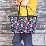 Paisley And Floral Pattern Print Leather Tote Bag