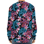 Paisley And Floral Pattern Print Long Sleeve Baseball Jersey