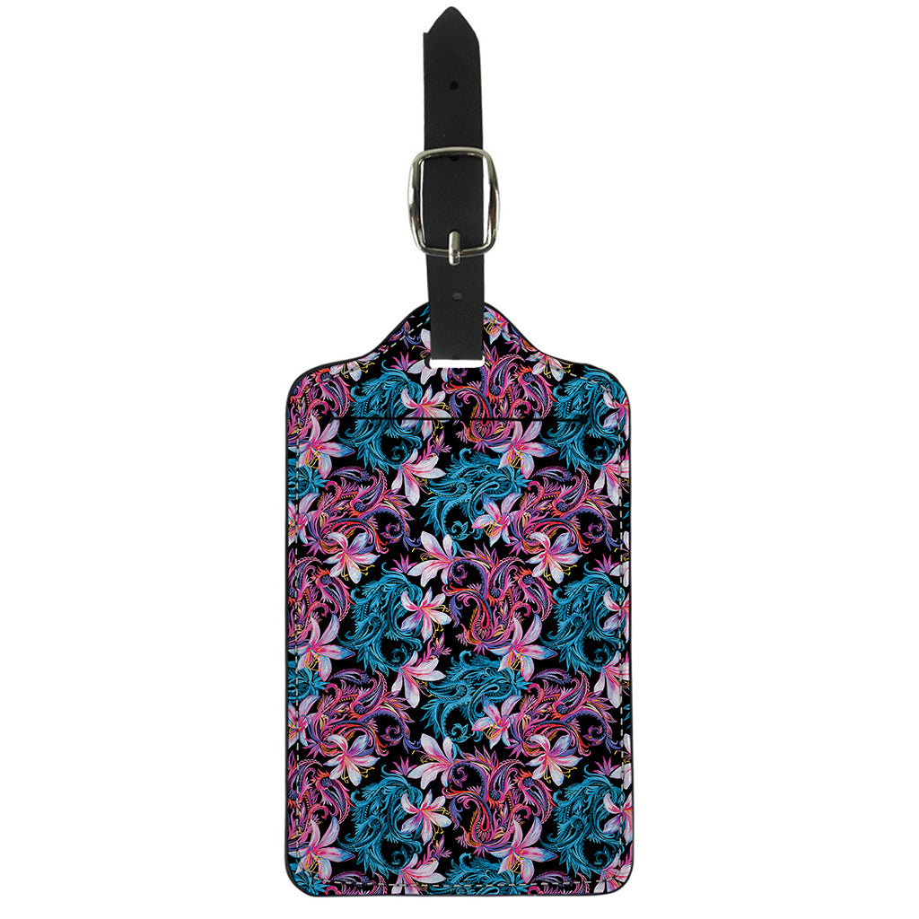 Paisley And Floral Pattern Print Luggage Tag