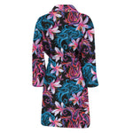 Paisley And Floral Pattern Print Men's Bathrobe