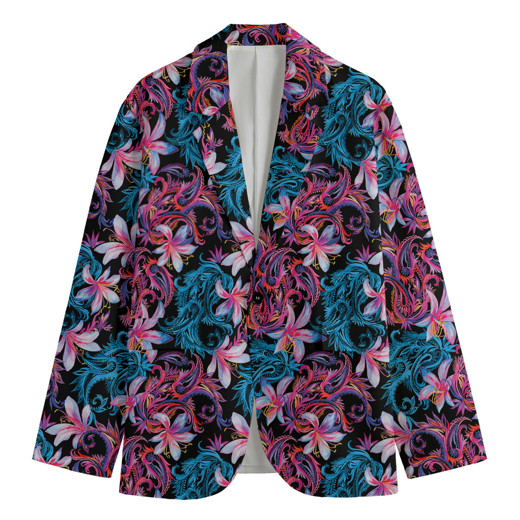 Paisley And Floral Pattern Print Men's Blazer