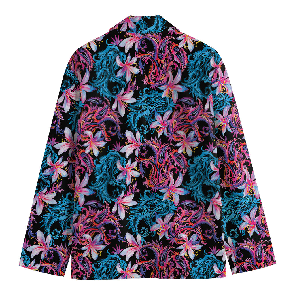 Paisley And Floral Pattern Print Men's Blazer