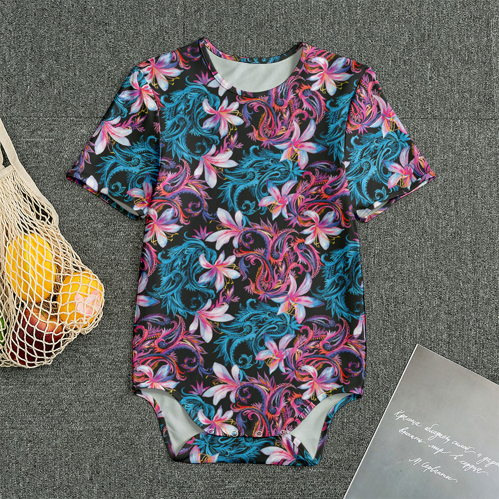 Paisley And Floral Pattern Print Men's Bodysuit