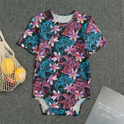 Paisley And Floral Pattern Print Men's Bodysuit