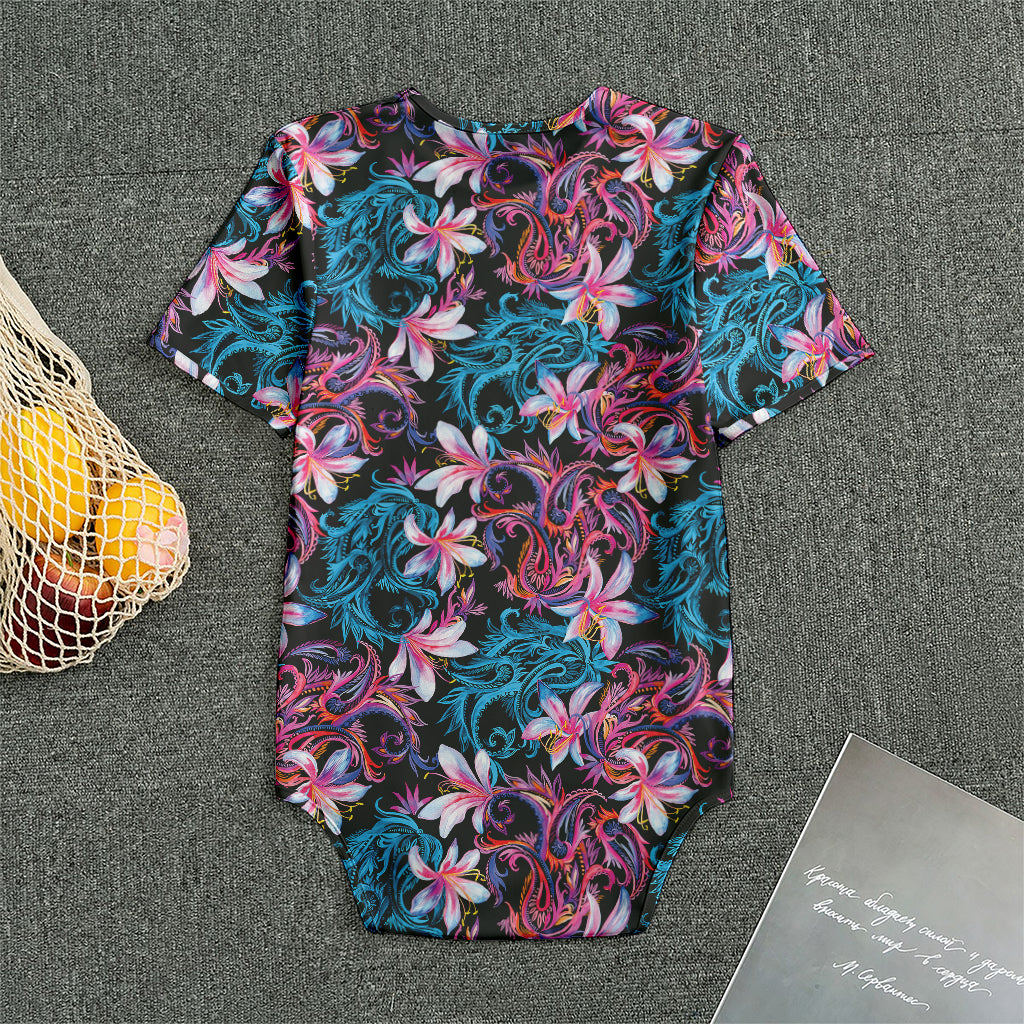 Paisley And Floral Pattern Print Men's Bodysuit