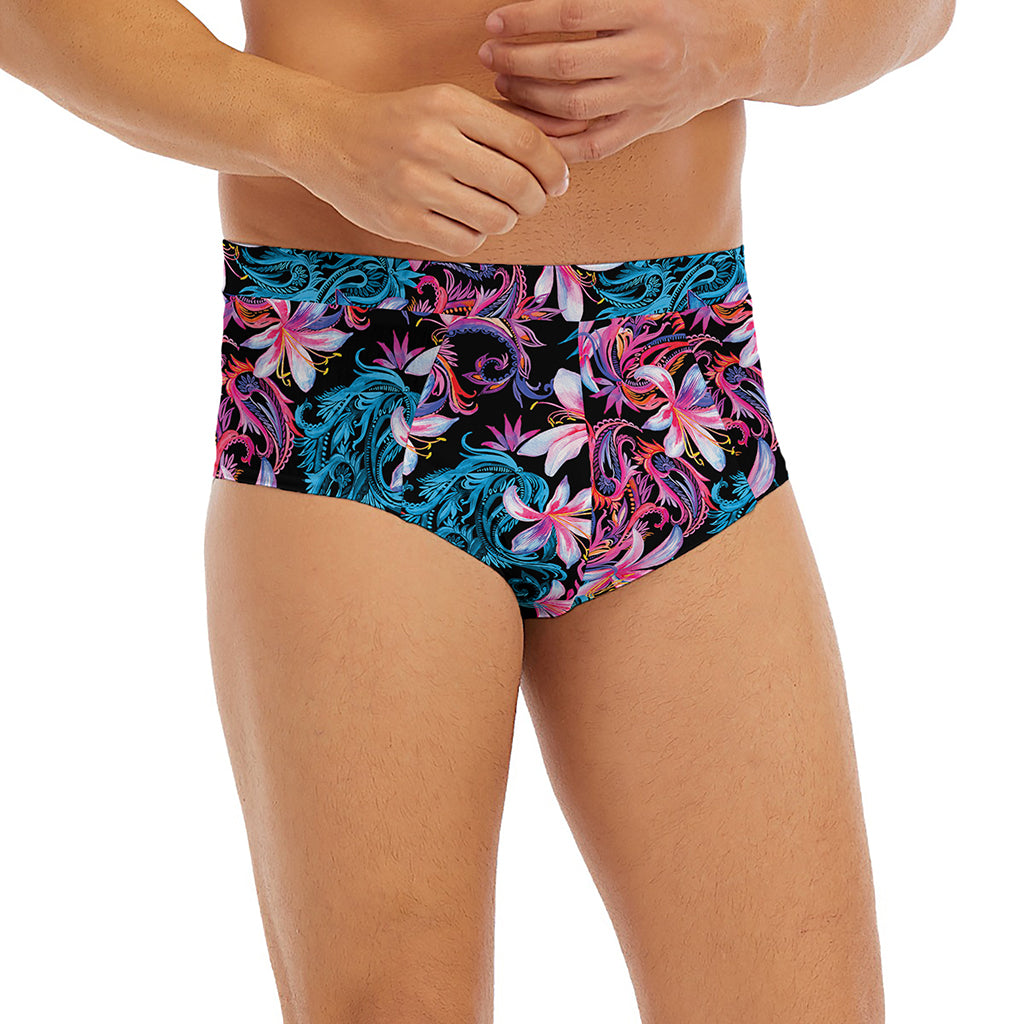 Paisley And Floral Pattern Print Men's Briefs