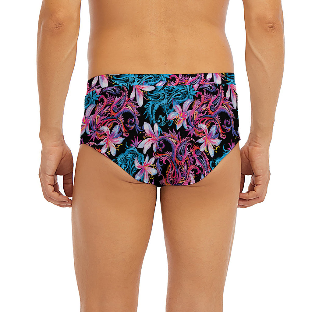 Paisley And Floral Pattern Print Men's Briefs