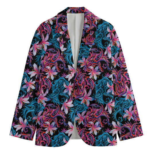 Paisley And Floral Pattern Print Men's Cotton Blazer