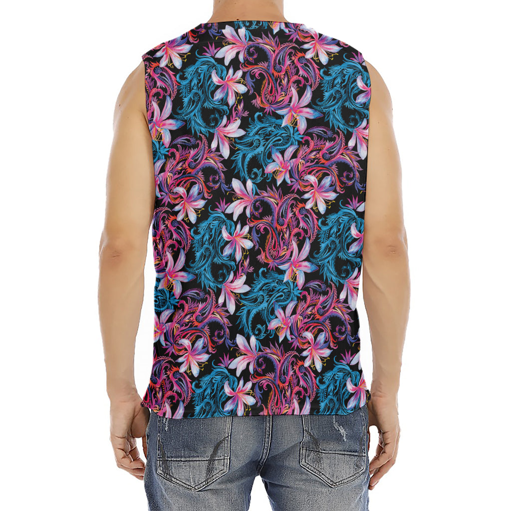 Paisley And Floral Pattern Print Men's Fitness Tank Top