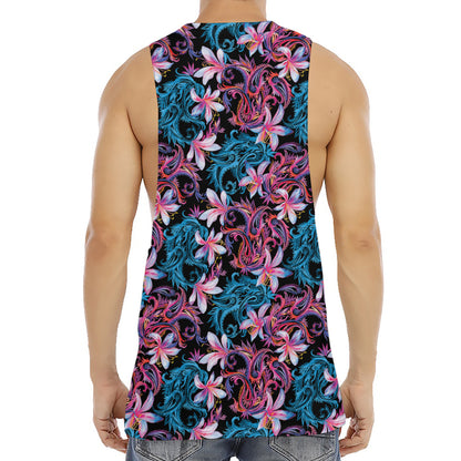 Paisley And Floral Pattern Print Men's Muscle Tank Top