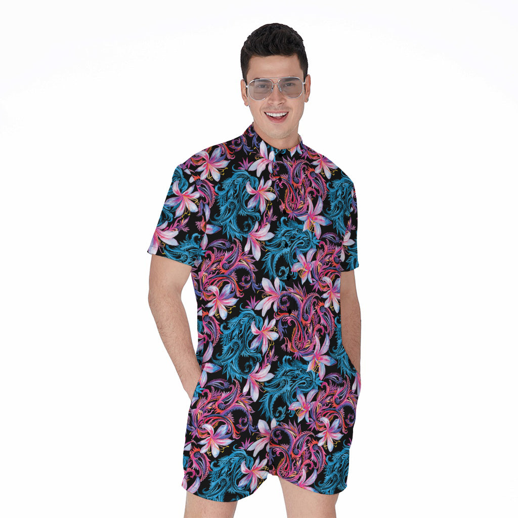 Paisley And Floral Pattern Print Men's Rompers