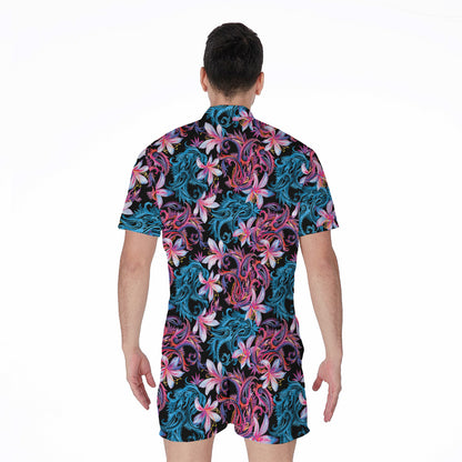 Paisley And Floral Pattern Print Men's Rompers
