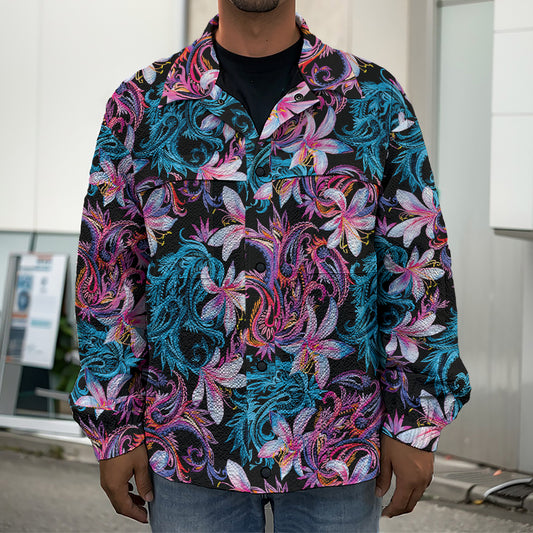 Paisley And Floral Pattern Print Men's Shirt Jacket