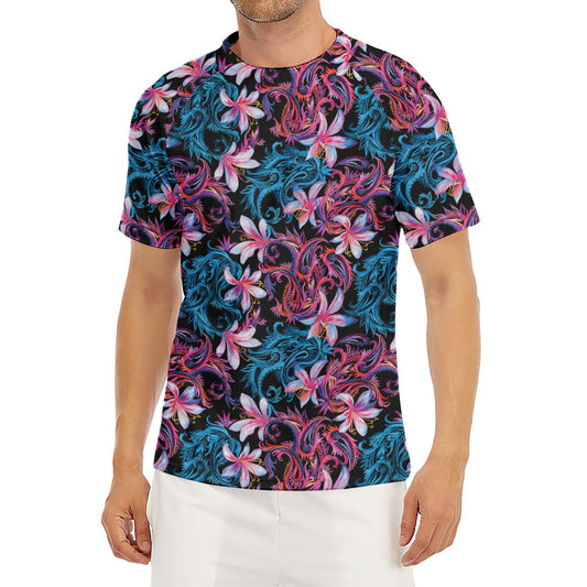 Paisley And Floral Pattern Print Men's Short Sleeve Rash Guard