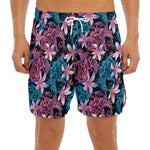 Paisley And Floral Pattern Print Men's Split Running Shorts
