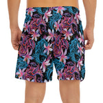 Paisley And Floral Pattern Print Men's Split Running Shorts