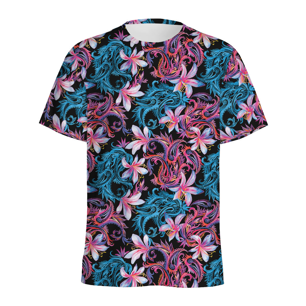 Paisley And Floral Pattern Print Men's Sports T-Shirt