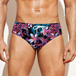 Paisley And Floral Pattern Print Men's Swim Briefs