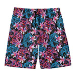 Paisley And Floral Pattern Print Men's Swim Trunks