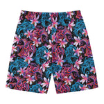 Paisley And Floral Pattern Print Men's Swim Trunks