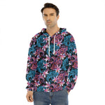 Paisley And Floral Pattern Print Men's Velvet Pullover Hoodie