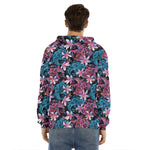Paisley And Floral Pattern Print Men's Velvet Pullover Hoodie