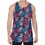 Paisley And Floral Pattern Print Men's Velvet Tank Top
