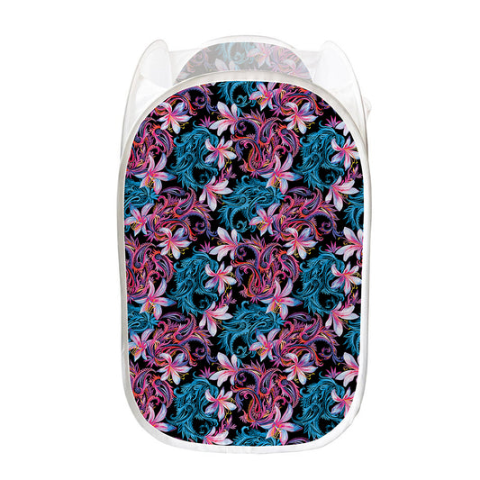 Paisley And Floral Pattern Print Mesh Laundry Hamper