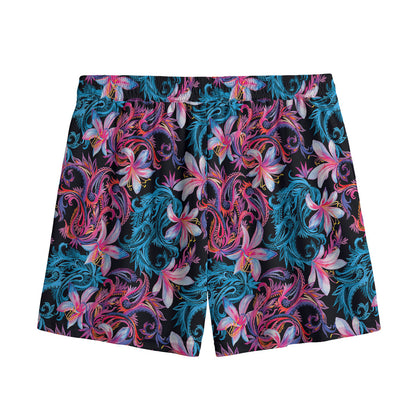 Paisley And Floral Pattern Print Mesh Shorts