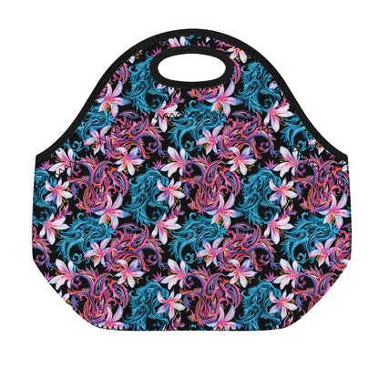 Paisley And Floral Pattern Print Neoprene Lunch Bag