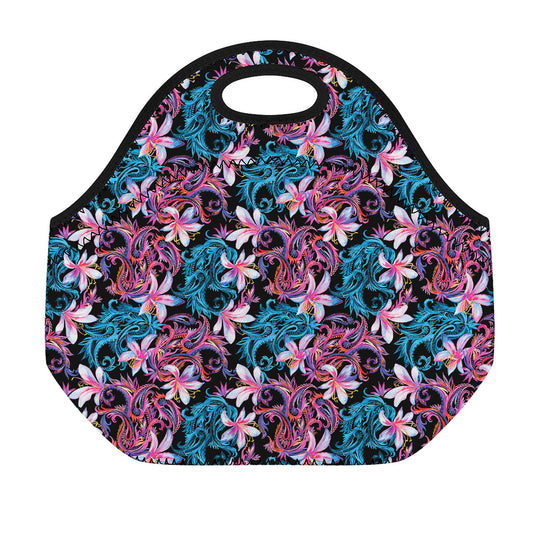 Paisley And Floral Pattern Print Neoprene Lunch Bag