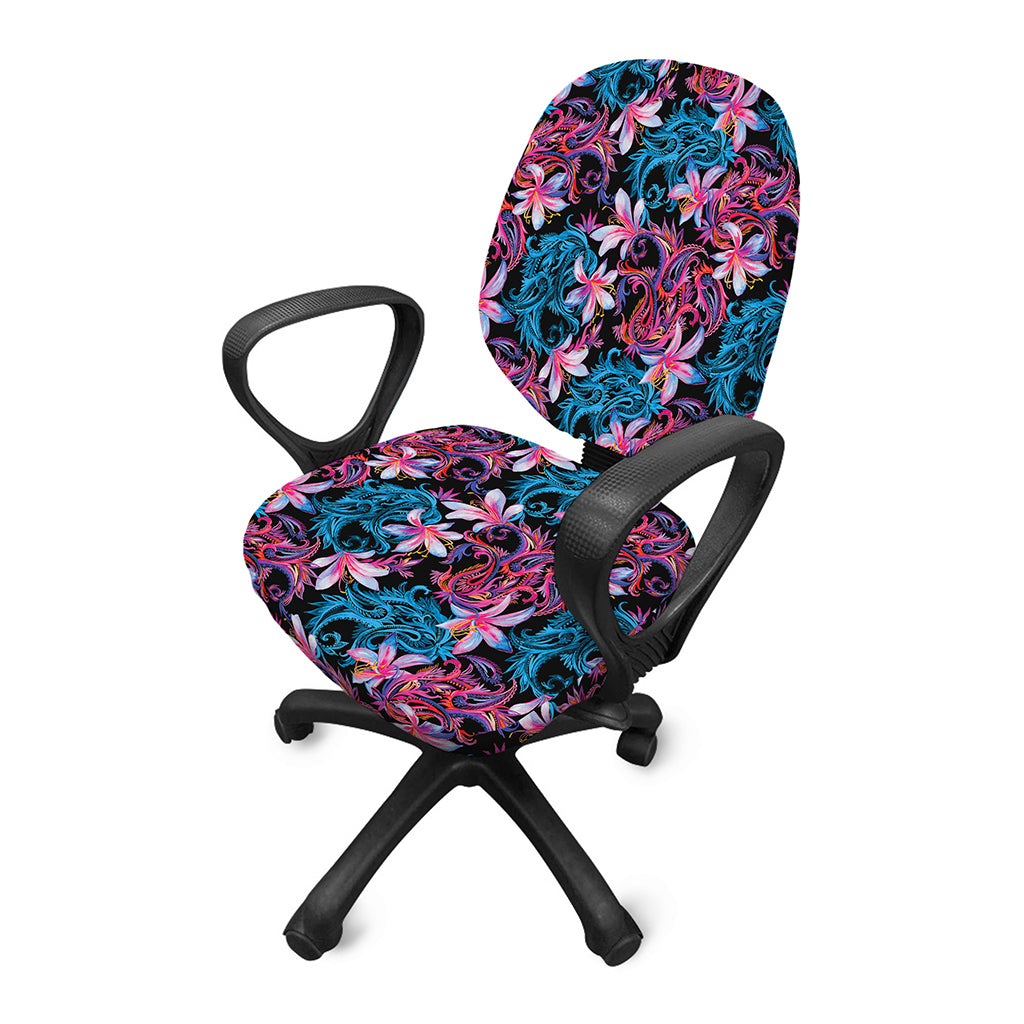 Paisley And Floral Pattern Print Office Chair Cover
