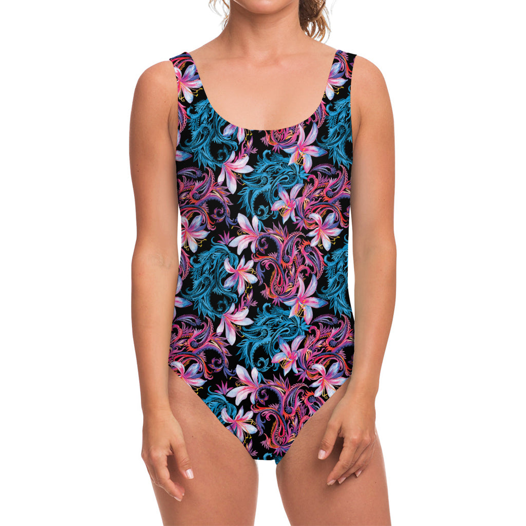 Paisley And Floral Pattern Print One Piece Swimsuit