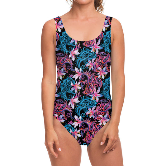 Paisley And Floral Pattern Print One Piece Swimsuit