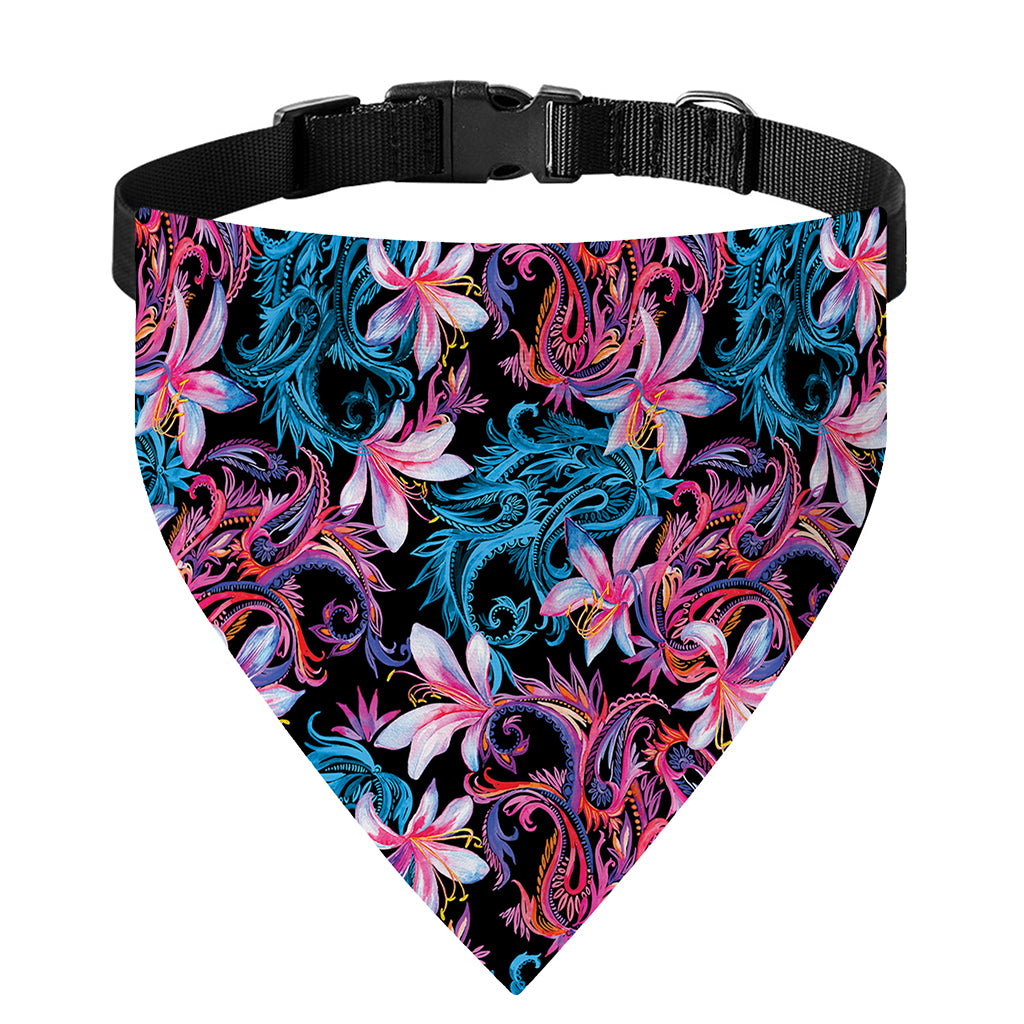Paisley And Floral Pattern Print Over The Collar Dog Bandana