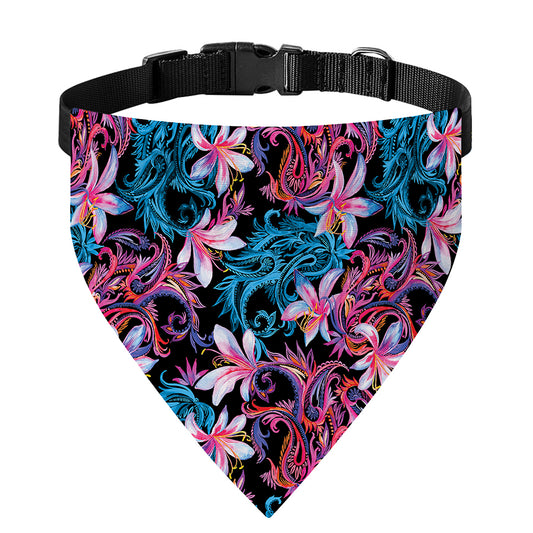 Paisley And Floral Pattern Print Over The Collar Dog Bandana